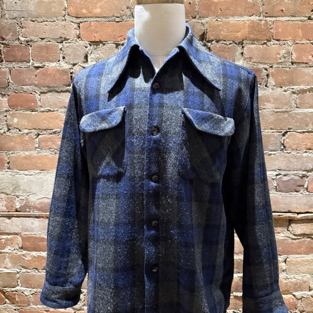 Kapital Navy Wool Plaid Shirt